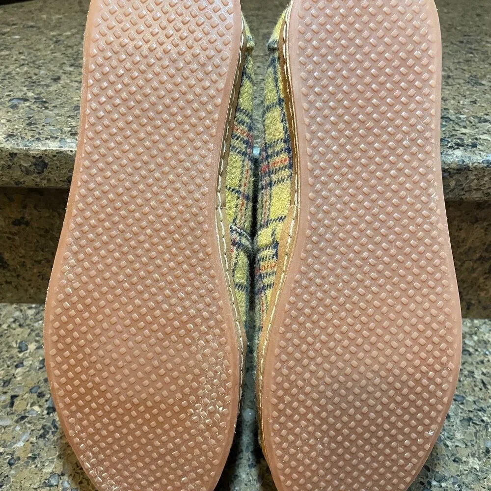 TOMS Women's Size 8.8 Alpargata Leather Wrap Buckthorn Plaid/Faux Shearling - Picture 8 of 8